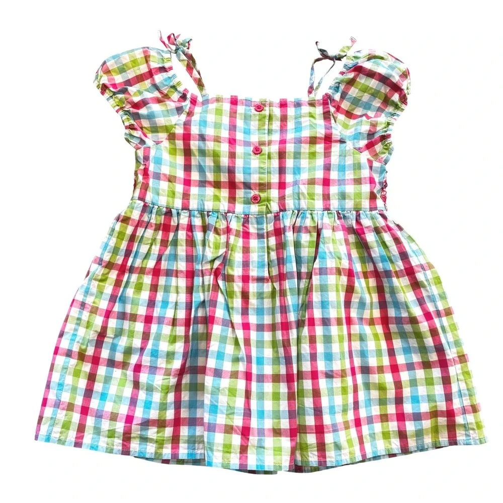 Gymboree Girls Size 9 Top Gingham Plaid Smocked Cotton Summer Tunic Lined Excel!